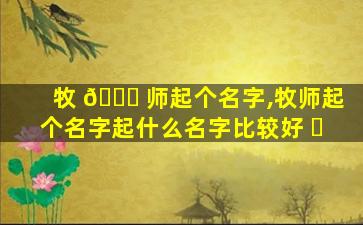 牧 🐒 师起个名字,牧师起个名字起什么名字比较好 ☘